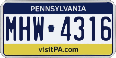PA license plate MHW4316