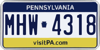 PA license plate MHW4318