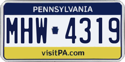 PA license plate MHW4319