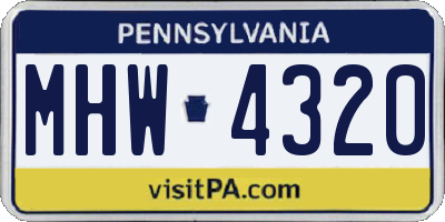PA license plate MHW4320