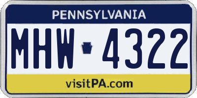 PA license plate MHW4322