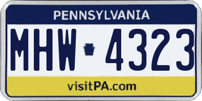 PA license plate MHW4323