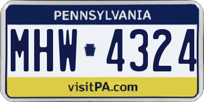 PA license plate MHW4324