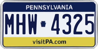 PA license plate MHW4325