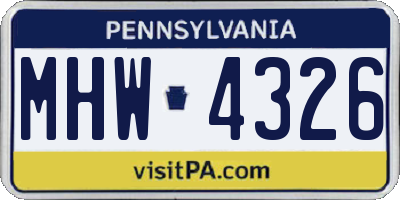 PA license plate MHW4326