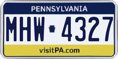 PA license plate MHW4327