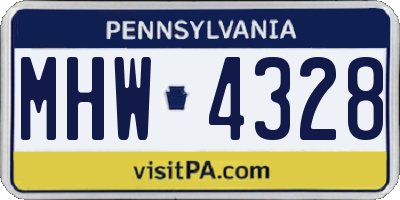 PA license plate MHW4328
