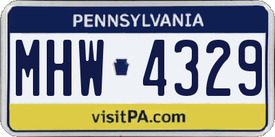 PA license plate MHW4329