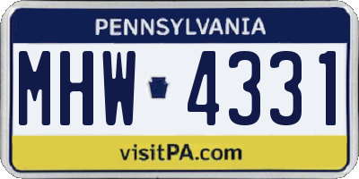 PA license plate MHW4331