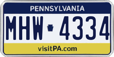 PA license plate MHW4334