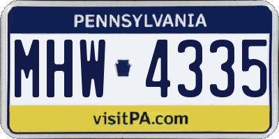 PA license plate MHW4335
