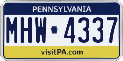 PA license plate MHW4337