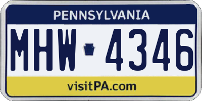 PA license plate MHW4346