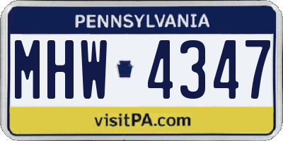 PA license plate MHW4347