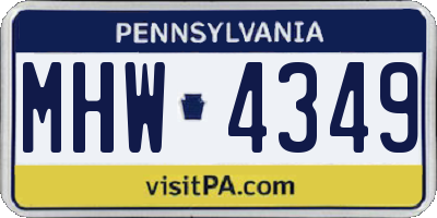 PA license plate MHW4349