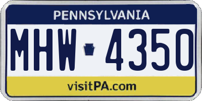 PA license plate MHW4350