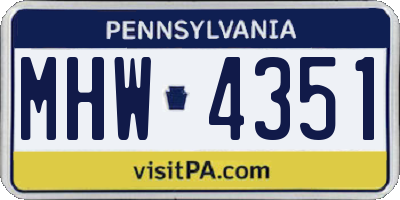 PA license plate MHW4351