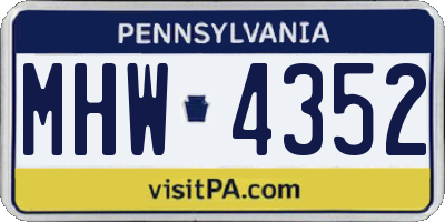 PA license plate MHW4352