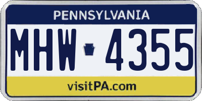 PA license plate MHW4355
