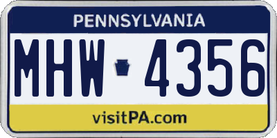 PA license plate MHW4356