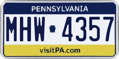 PA license plate MHW4357