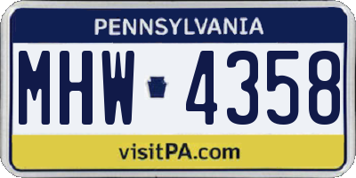 PA license plate MHW4358