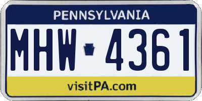 PA license plate MHW4361