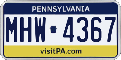 PA license plate MHW4367
