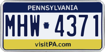 PA license plate MHW4371