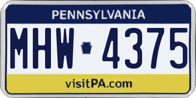 PA license plate MHW4375