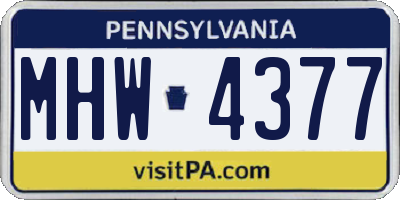 PA license plate MHW4377