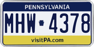 PA license plate MHW4378