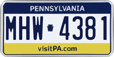 PA license plate MHW4381