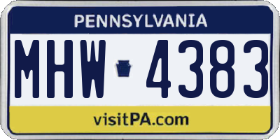 PA license plate MHW4383