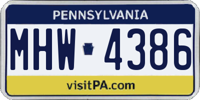 PA license plate MHW4386