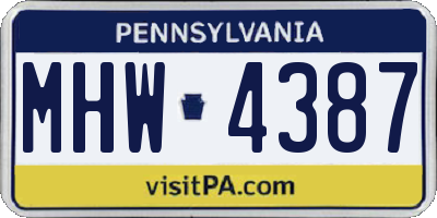 PA license plate MHW4387