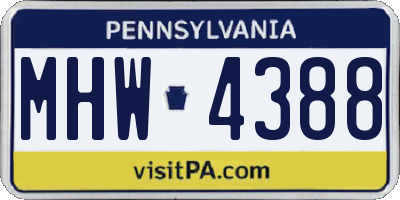 PA license plate MHW4388