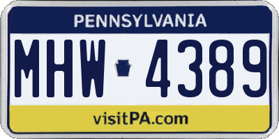PA license plate MHW4389