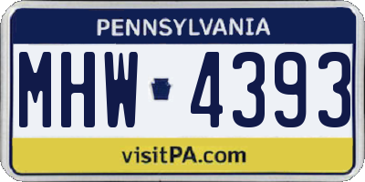PA license plate MHW4393