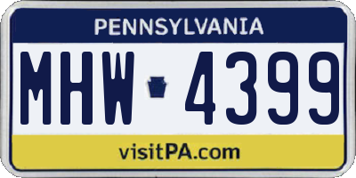 PA license plate MHW4399