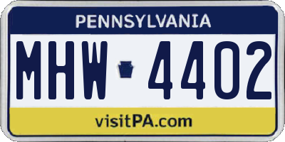 PA license plate MHW4402