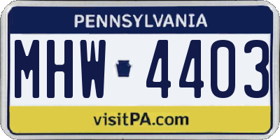 PA license plate MHW4403