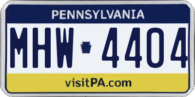 PA license plate MHW4404