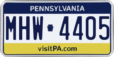 PA license plate MHW4405