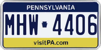 PA license plate MHW4406