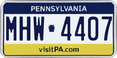 PA license plate MHW4407
