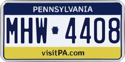PA license plate MHW4408