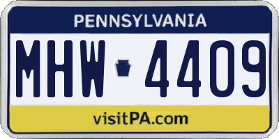 PA license plate MHW4409