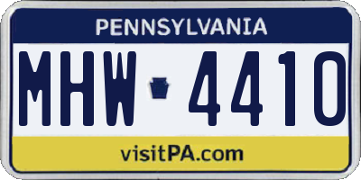PA license plate MHW4410