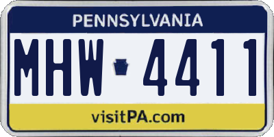 PA license plate MHW4411